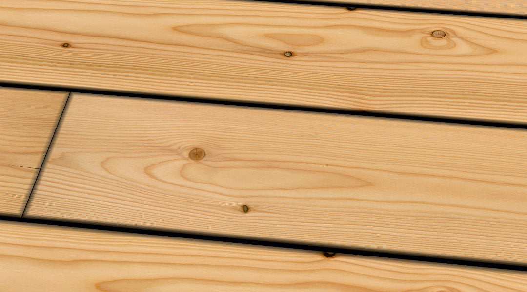 Douglas taxifolié I/III re-trié KD
 lisse
 Planche de terrasse 26 x 145 mm longueurs fixes