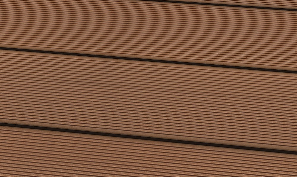 WPC 22 x 146 mm HOLO 4
 brun clair rainuré
 Planches de terrasse (4 chambres) longueurs fixes