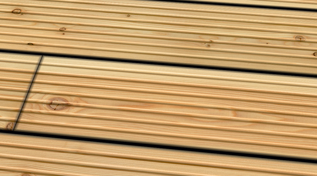 Douglas taxifolié I/III re-trié KD
 lisse
 Planche de terrasse 26 x 145 mm longueurs fixes