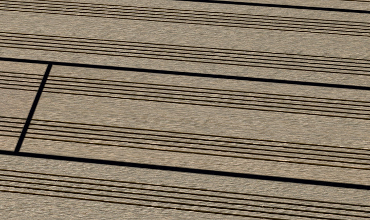 WPC 22 x 143mm SOLID
 light brown grooved
 Terrace board (solid) fixed lengths