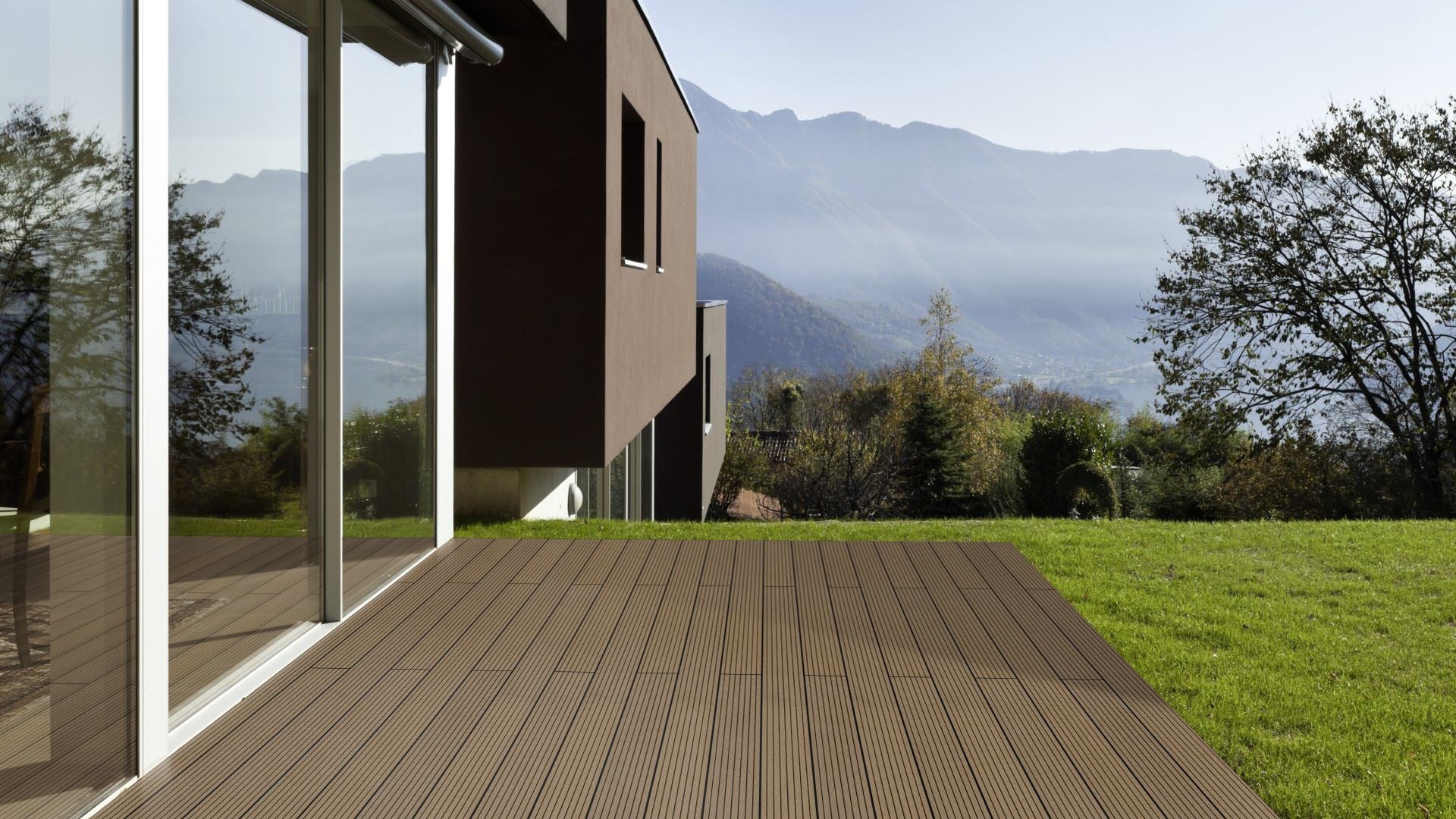 WPC 22 × 143 mm SOLID mandelbraun genutet Terrassendiele (massiv) Fixlängen
