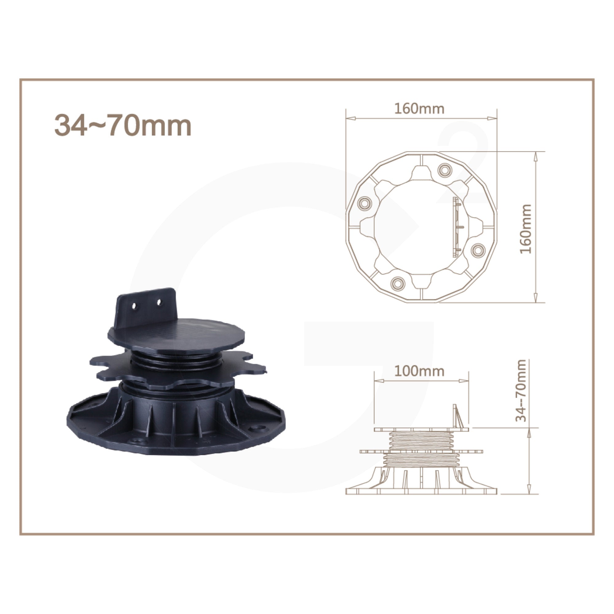 Terrassenlager PROFI verstellbar 34-70mm