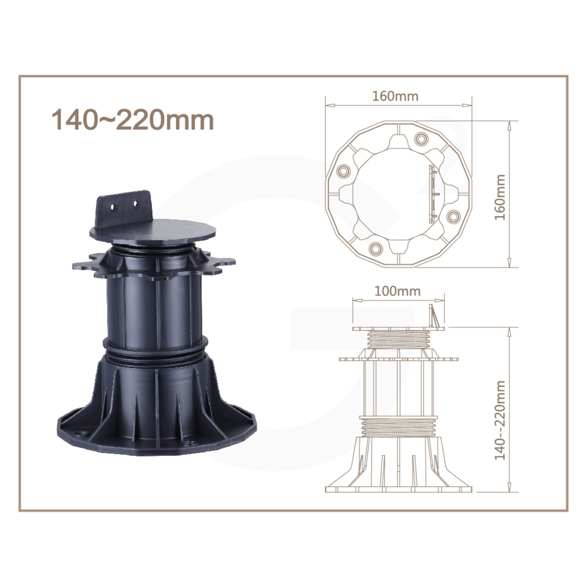 Terrassenlager PROFI verstellbar 140-220mm