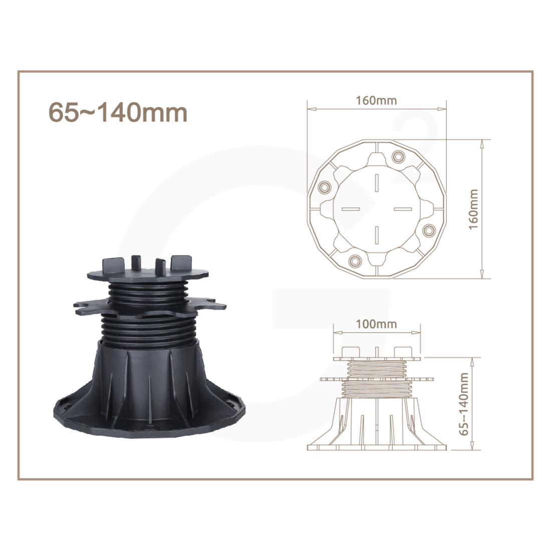 PROFI Terrassenlager
 für Terrassenplatten
 verstellbar 65-140 mm