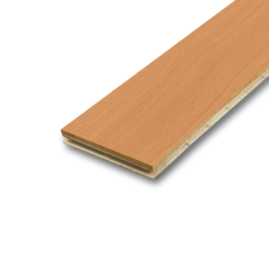 Hêtre étuvé nature
 verni (mat)
 Parquet préfabriqué 2 couches
 11 x 70 x 490 mm