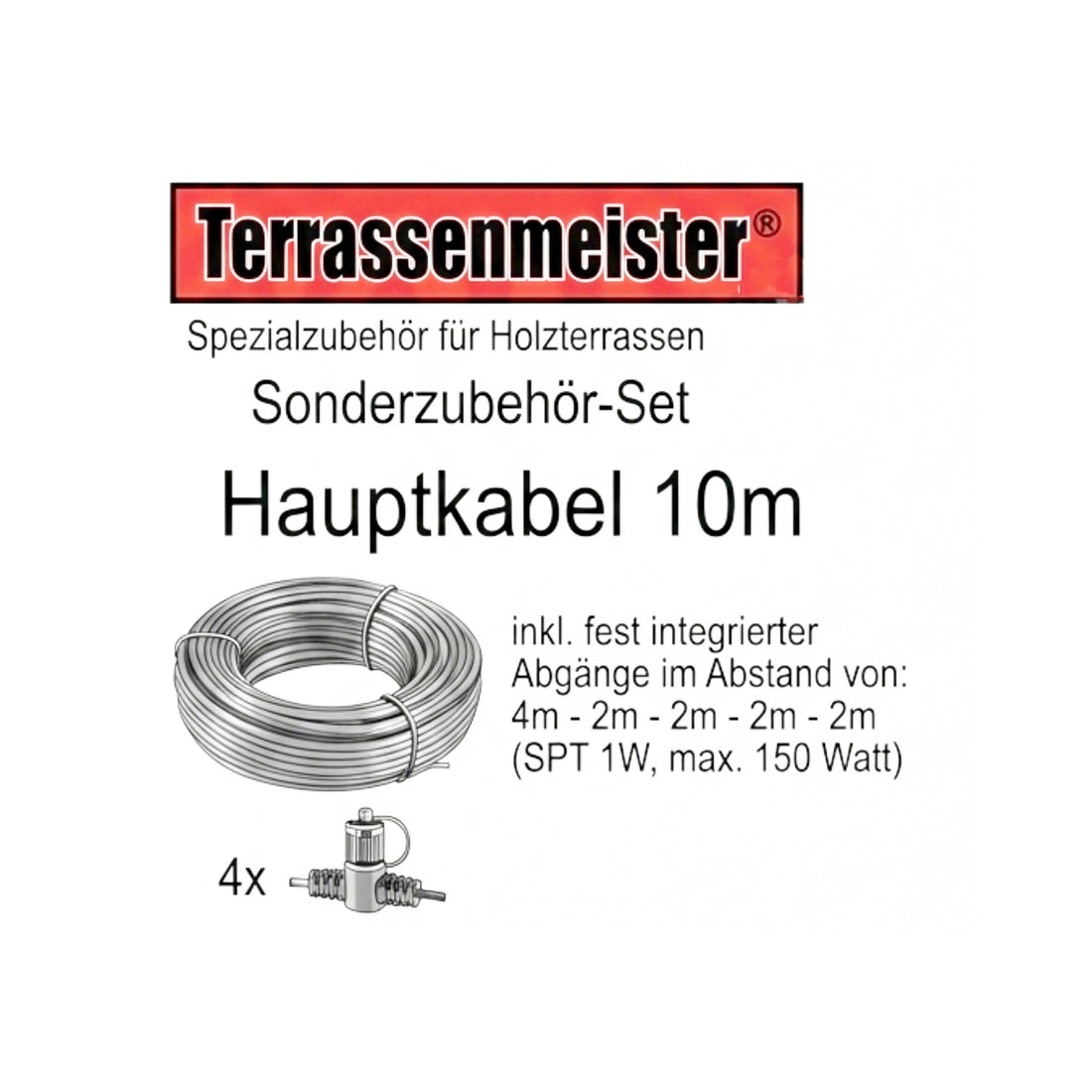 Hauptkabel 10 m mit 4 Abgängen für LED Lichtsystem – Restposten