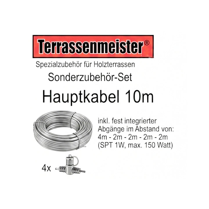Hauptkabel 10 m mit 4 Abgängen für LED Lichtsystem – Restposten