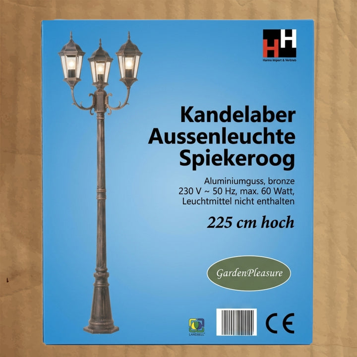 Kandelaber Außenleuchte Spiekeroog 225cm 3-flammig Bronze – Restposten